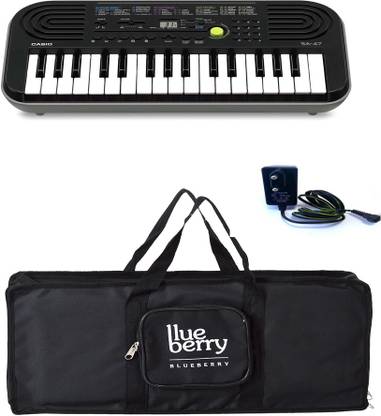 CASIO SA-47-a (32 Mini Keys with Adapter, Blueberry Cover Bag & USB LED) Digital Portable Keyboard