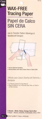 Dritz Single - Faced Wax - Free Tracing Paper 5 - 1/8"X19 - 1/2" - Assorted Colors 5 Per Package