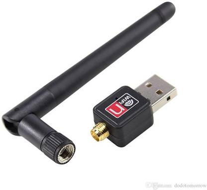 PIQANCY Wifi Antenna 600 Mbps Dongle Connector 802.11n Wi Fi 2.4GHz Wireless LAN Network Card External All PC Desktop And Laptop USB Adapter (Black) USB Adapter