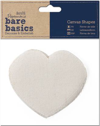 Docrafts Papermania Bare Basics Canvas Shapes 6 Per Package - Hearts 3.5"X3.75"