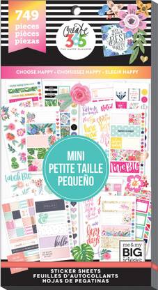 Me & My Big Ideas Create 365 Happy Planner Sticker Value Pack - Choose Happy - Mini, 749 Per Package