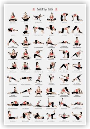ATH Seated Yoga Asanas Poses Wall Poster 13*19 inches Matte Finish Paper Print