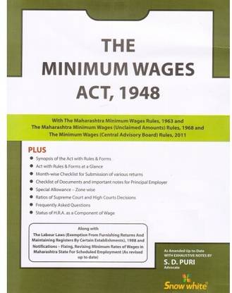 Snow White's The Minimum Wages Act, 1948 Bare Act By Adv. S. D. Puri