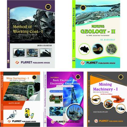 Polytechnic Mining Books 3rd Sem Pack Of 5 Books( As-Per C-16 Ts) Method Of Working Coal-I, Mining Geology-II, Mine Surveying-I, Basic Electrical Engineering,mining Machinery-I