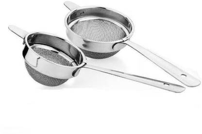 KUBER INDUSTRIES Stainless Steel Tea Strainer Chalni Double Mesh Last Long Set of 2 Pcs (8,9 Cm) Tea Strainer
