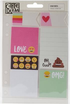 Simple Stories Carpe Diem Emoji Love Sticky Notes - 6 Designs/10 Sheets Each