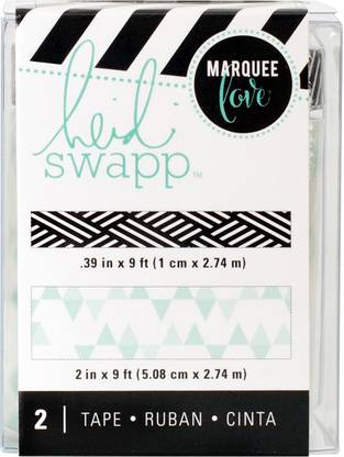 AMERICAN CRAFTS Heidi Swapp Lightbox Tapes 0.4"X9' & 2"X9' - Teal Print