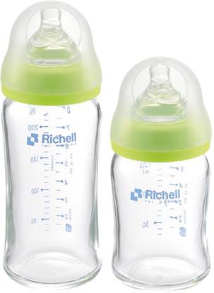 Richell Wide-Neck Glass Bottle pack of 150ml and 260 ml - 260 ml