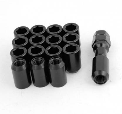 fuji 16 Pcs M12 x 1.5 Black Metal Hex Locking Lug Nuts Screw Anti-theft for Vehicles Car Wheel Lock