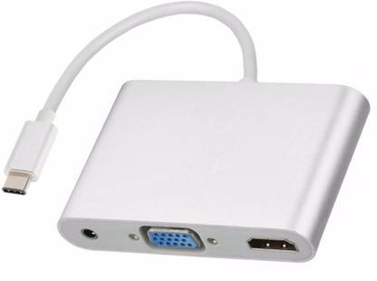 microware USB Type C Cable 2 A 0.53 m USB3.1 Type-C to VGA/HDMI/3.5mm Audio Port Adapter