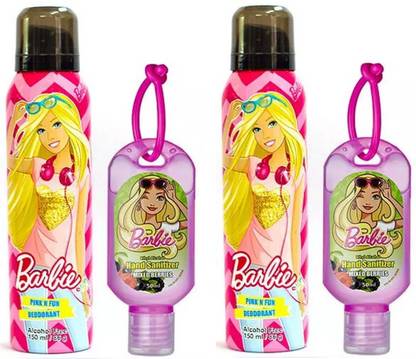 BARBIE Deodorant 150ML and Hand Sanitizer 50ML Gift Set of 2 Combo Deodorant Spray  -  For Women