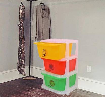 KUBER INDUSTRIES Plastic Storage Drawers Basket for Kitchen/Office/Children/Toy With 3 Drawer in Moduler Design (Multiple usages) Basket004 Storage Basket