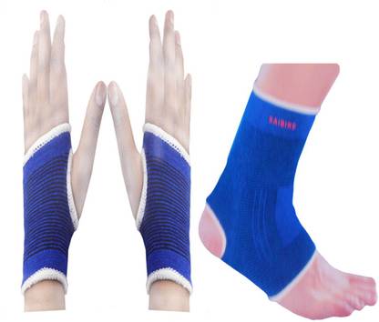 faynci Elastic Palm and Ankle Support Gaurd Pain Relief for Gym and Physical Activities (Free Size, Blue) Hand Support