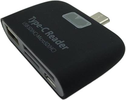 VibeX ® 4 in 1 Multi Functions USB 3.1 Type C Hub Combo Micro SD OTG Card Reader Connection Kit Adapter (Semicircle)Black High Speed™-Type-007 Card Reader