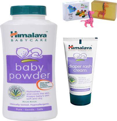 Himalaya Herbals Herbals Baby powder (400g)+Himalaya Diaper Rash Cream (50g) With Happy Baby Luxurious Kids Soap With Toy (100gm)