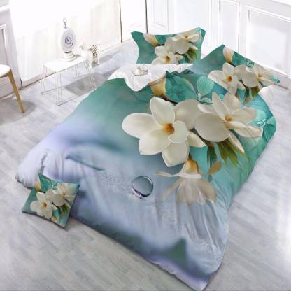 Oximus 300 TC Cotton Double 3D Printed Flat Bedsheet