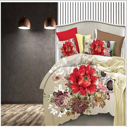 Oximus Cotton Double Flat 250 TC 3D Printed Bedsheet