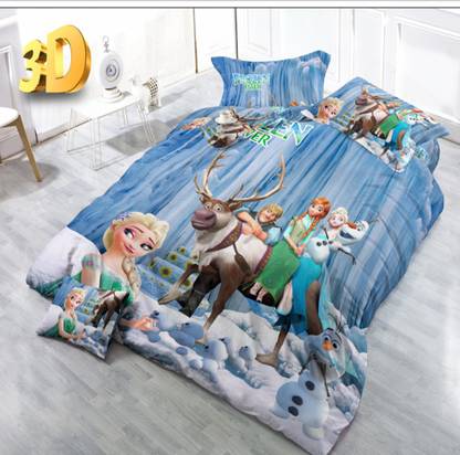 Oximus Cotton Double Flat 300 TC 3D Printed Bedsheet