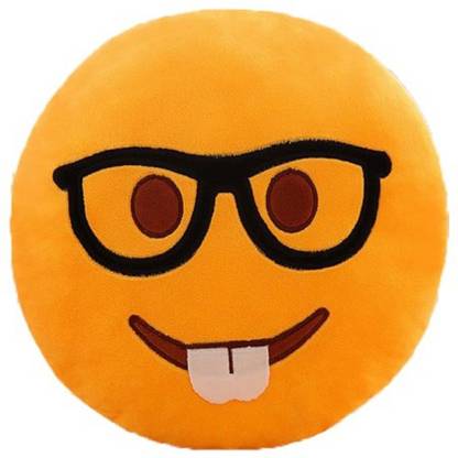 Skylofts Stuffed 40cm Nerd Studious Smiley Pillow Emoji Cushion Soft Toy  - 40 cm