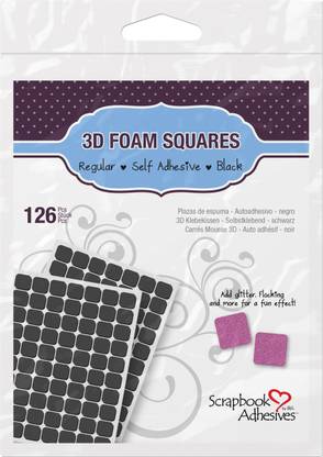 3L Scrapbook Adhesives 3D Self - Adhesive Foam Squares 126 Per Package - Black, 0.5"X0.5"