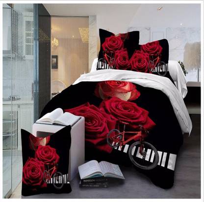 Oximus Cotton Double Flat 300 TC 3D Printed Bedsheet