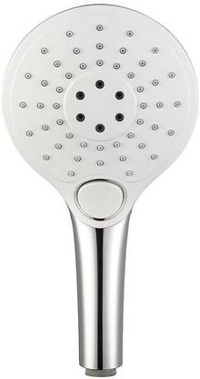 Kitsch 120mm (5" DIA approx.) GEMINI White Chrome Plated 3 Function Push Button Hand Held Shower Head