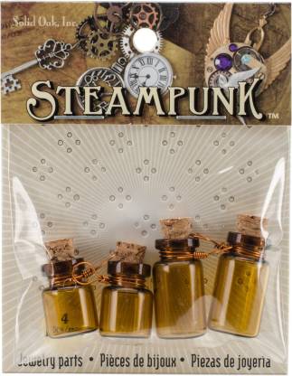 Solid Oak Steampunk Glass Accents 4 Per Package - Poison Bottle ...
