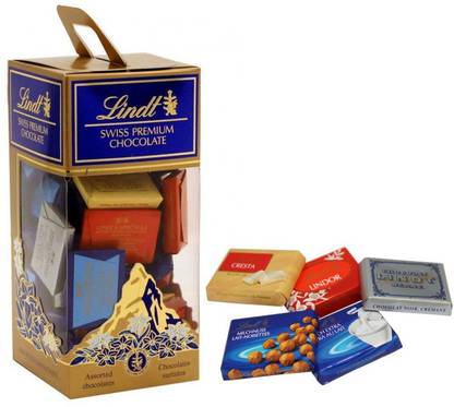 LINDT Swiss Premium Assorted Chocolates 350g - Combined with 2 Natural Yellow LED DIYA Bars