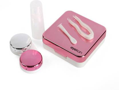 Flixshine Eyekan Travel Contact Lens Case Box With Mirror Contact Lens Case (Pink)
