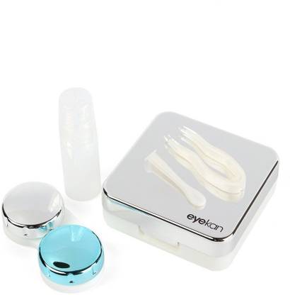 Flixshine Eyekan Travel Contact Lens Case Box With Mirror (Silver)