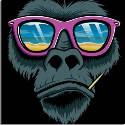 Harambe Gorilla With Sunglasses Pop Art Canvas Painting 12 x 12 Inch (Stretched) - artandscarfs Canvas Art