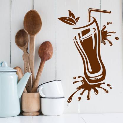 STICKER STUDIO 58 cm Kitchen Wall Sticker (Glass with strow,Surface Covering - 58 x 38 cm) Removable Sticker