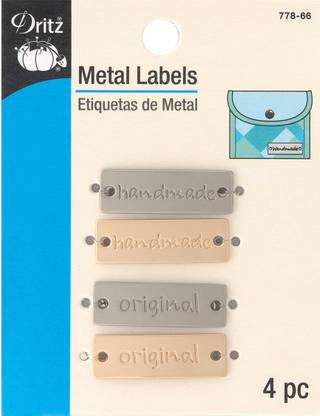 Dritz Metal Labels 4 Per Package - Gold & Nickel- Handmade & Original