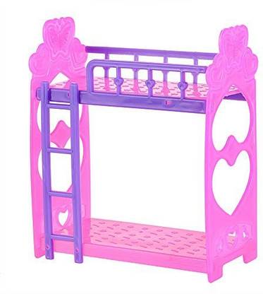 Generic Cute 3.5 Inch Plastic Double Bed Frame For Kelly Barbie Doll Bedroom Furniture Accessories Purple Pink Or Pink Yellow Color Rand
