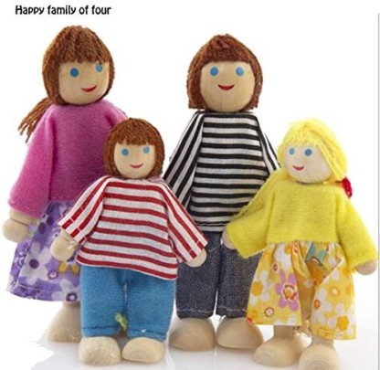 TOYANDONA 7pcs Wooden Dolls Pretend Play Set Dolls Family for Children Kids Figure Toy Mini House Gift