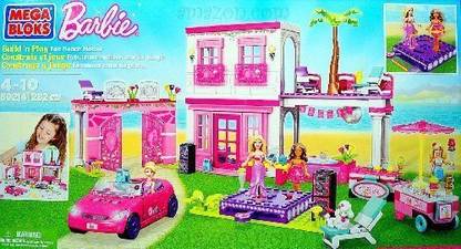 Mega Bloks Barbie Deluxe Fab Beach House Loft With 4 Dolls Convertible Car And Ice Cream Cart #80214