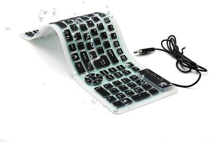 VibeX ® Foldable Flexible Keyboard Waterproof USB Wired Keyboard 103 Keys Keypad Silicone Soft Numeric Gaming Keyboard Bluetooth, Wireless Handheld Multi-device Keyboard Compatible with Desktop, Laptop, Tablet, iPad, Mac