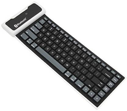 VibeX ® Rollup USB Wireless Silicone Keyboard Water-resistant Washable Keyboards for PC Dust-resistant Bluetooth, Wireless Multi-device Keyboard