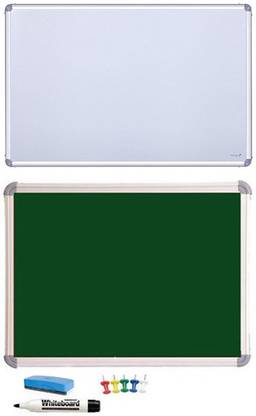 COGNANT 1.5 ft * 2 ft 1 Non Magnetic White Board & 1 PIN UP Notice Bo Bulletin Board