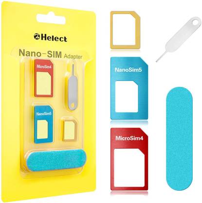 VibeX ® SIM Card Adapter, Helect 5-in-1 Nano & Micro SIM Card Adapter Kit Converter with Polish Chip and Eject Needle Sim Adapter
