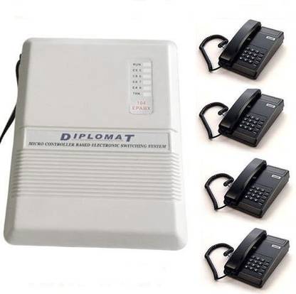 GRD Diplomat EPABX 104 Intercom System and 4 Phone set Corded Landline Phone