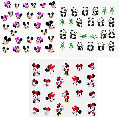STZ Set of 3 Cartoon Mickey Mouse & Panda Nail Art Stickers