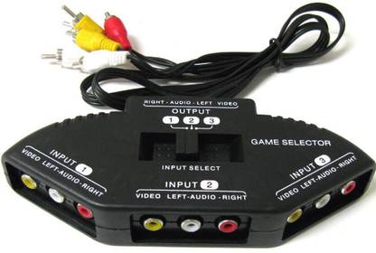 LipiWorld  TV-out Cable 3 In 1 Out Video Audio 3 RCA AV Switch Switcher Signal Converter Splitter Box