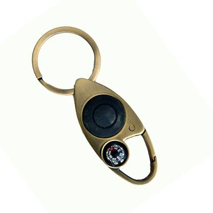 One Point Collections Metal Light and Compass Keychain | Key chain | Keyring | Key ring For Car Bike Home Keys, Black Locking Key Chain