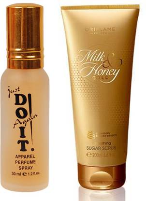 Oriflame Sweden Milk & Honey Gold Smoothing Sugar Scrub 200ml (31601) With Just Doit Perfume 30ml