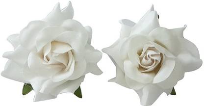 Confidence fashionable Rose Flowers Hair clips / Pins hair Accessories For Women Wedding, 2 Pcs (White) Hair Clip