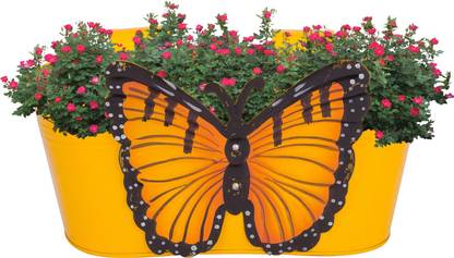NUHA Oval Butterfly Railing Planter Plant Container Set