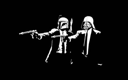 Wall Poster /star-wars-pulp-fiction-darth-vader-boba-fett Paper Print