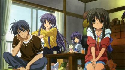 Akhuratha Anime clannad-okazaki-tomoya-fujibayashi-kyou-fujibayashi-ryou-ibuki-fuko Wall Poster Paper Print