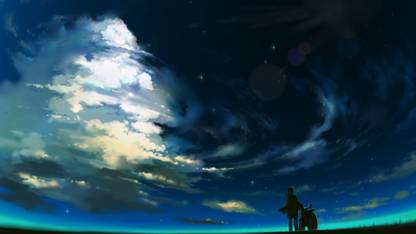Athahdesigns Anime clouds-night-skyscapesWallpaper Paper Print